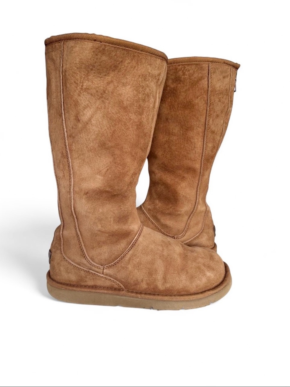 UGG Knightsbridge Sheepskin Winter Boots Womens Size 8 EUR 39 Brown Leather Zip